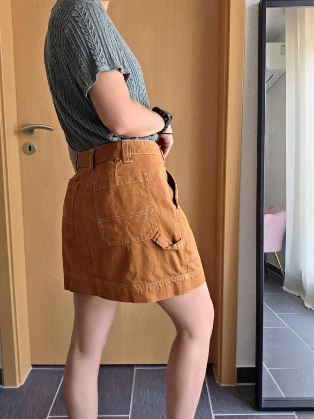 Old Navy Rust Brown Sly Fox Utility Cargo Carpenter Mini Skirt Size 4